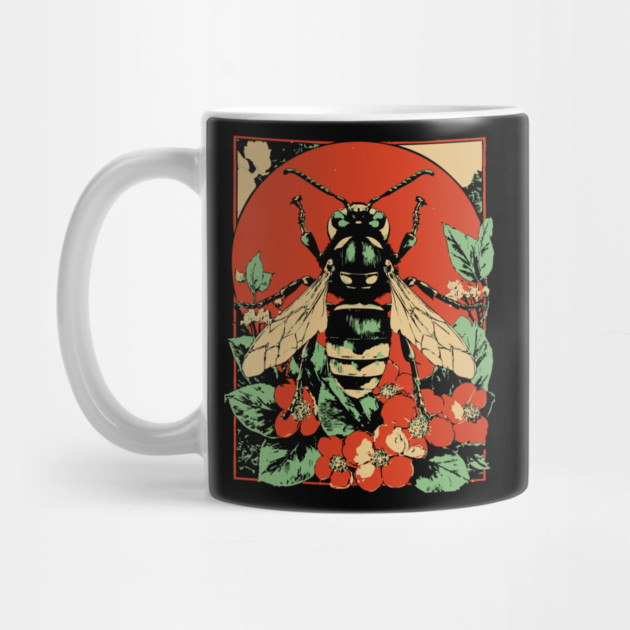 Gothic Asian Hornet Japanese Insect Art Symmetrical Wasp Design by TuncGK
