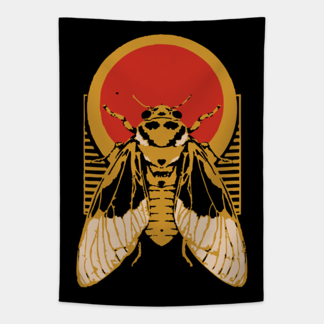 Gothic Cicada Japanese Insect Art Summer Bug Design Tapestry by TuncGK
