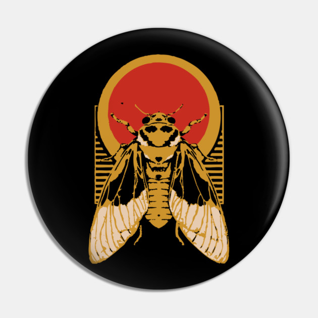 Gothic Cicada Japanese Insect Art Summer Bug Design Pin by TuncGK