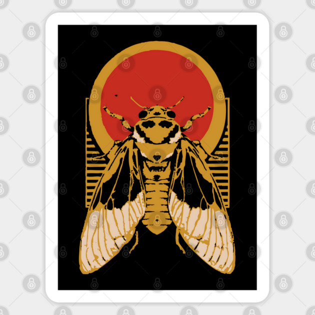 Gothic Cicada Japanese Insect Art Summer Bug Design Sticker by TuncGK