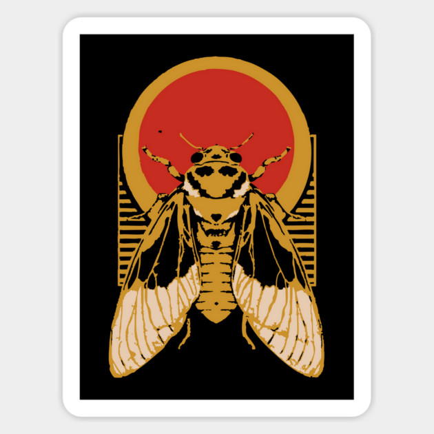 Gothic Cicada Japanese Insect Art Summer Bug Design Magnet by TuncGK