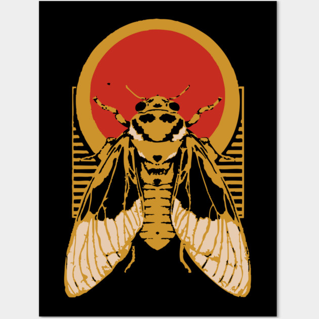 Gothic Cicada Japanese Insect Art Summer Bug Design Wall Art by TuncGK
