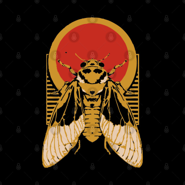 Gothic Cicada Japanese Insect Art Summer Bug Design by TuncGK