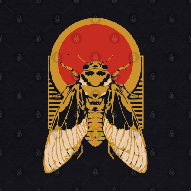 Gothic Cicada Japanese Insect Art Summer Bug Design by TuncGK