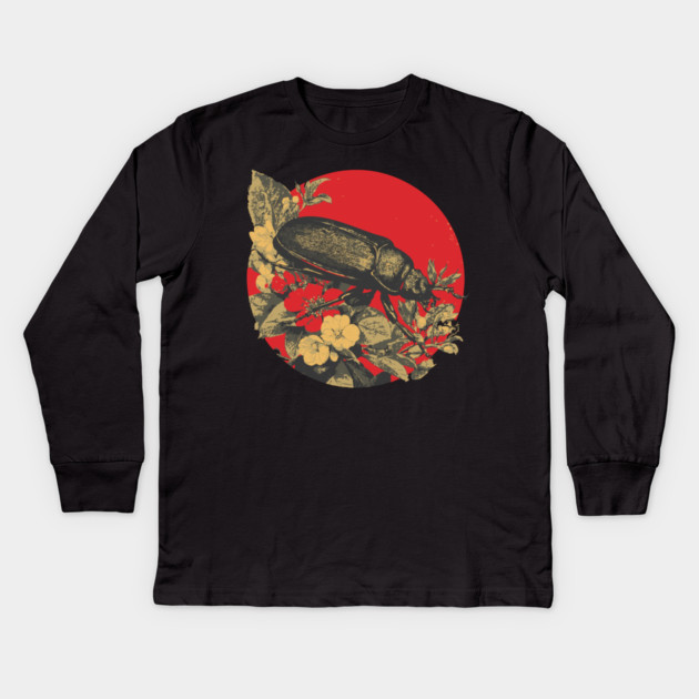 Gothic Kabutomushi Japanese Insect Art Samurai Beetle Design Kids Long Sleeve T-Shirt by TuncGK