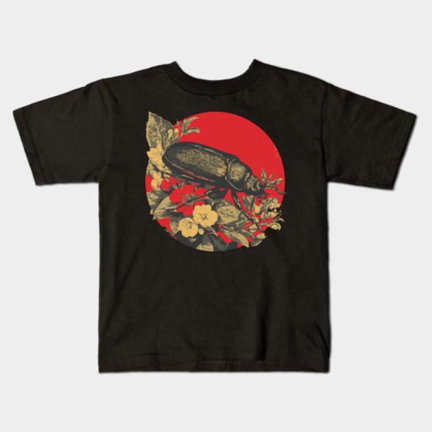 Gothic Kabutomushi Japanese Insect Art Samurai Beetle Design Kids T-Shirt by TuncGK