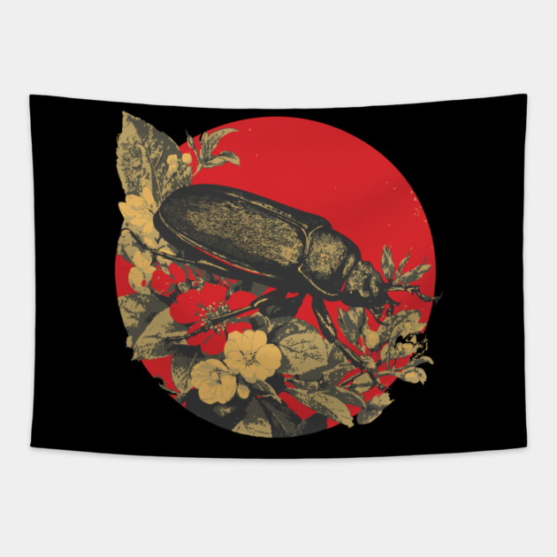 Gothic Kabutomushi Japanese Insect Art Samurai Beetle Design Tapestry by TuncGK