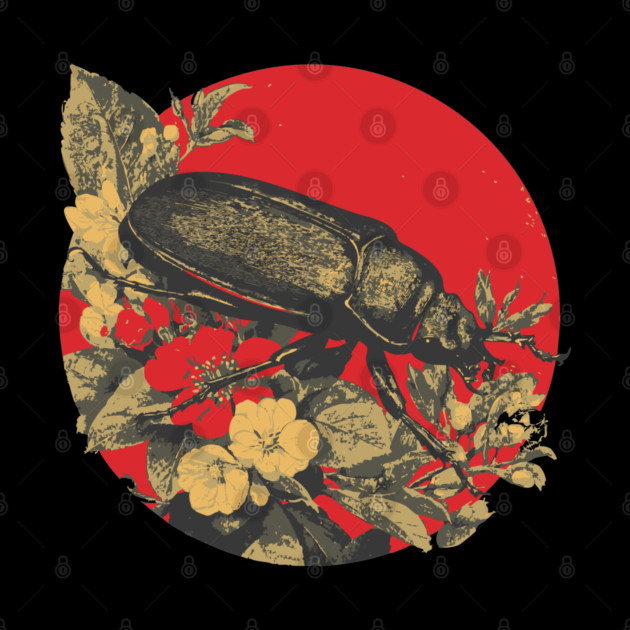 Gothic Kabutomushi Japanese Insect Art Samurai Beetle Design by TuncGK