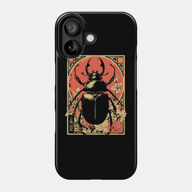 Gothic Hercules Beetle Japanese Insect Art Minimalist Rhino Design Phone Case by TuncGK