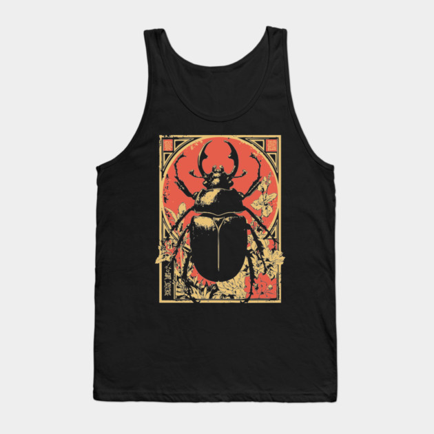 Gothic Hercules Beetle Japanese Insect Art Minimalist Rhino Design Tank Top by TuncGK