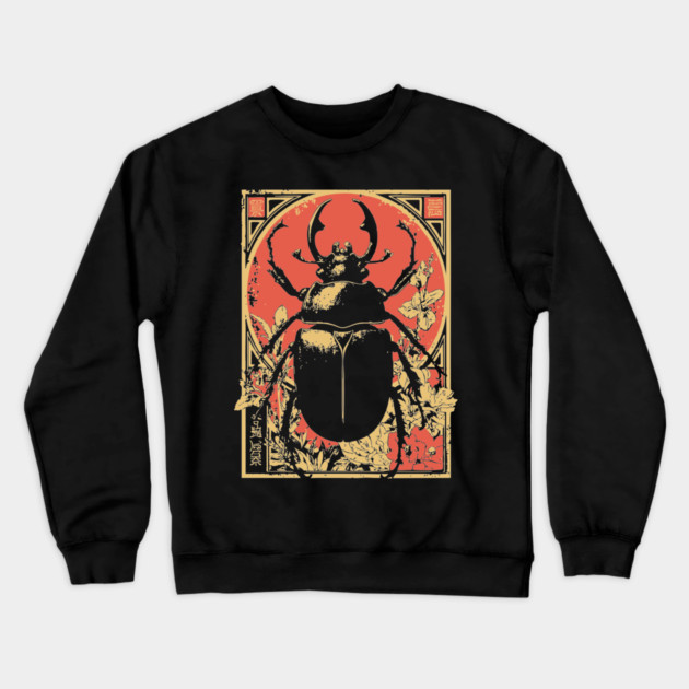 Gothic Hercules Beetle Japanese Insect Art Minimalist Rhino Design Crewneck Sweatshirt by TuncGK