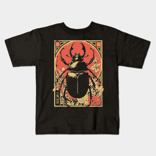 Gothic Hercules Beetle Japanese Insect Art Minimalist Rhino Design Kids T-Shirt by TuncGK