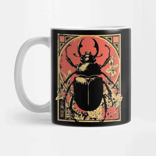 Gothic Hercules Beetle Japanese Insect Art Minimalist Rhino Design by TuncGK