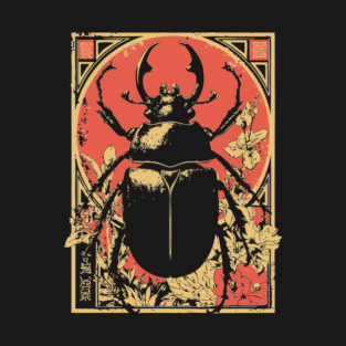 Gothic Hercules Beetle Japanese Insect Art Minimalist Rhino Design T-Shirt