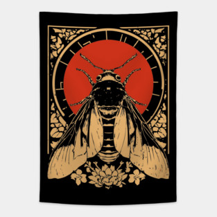 Gothic Sphinx Moth Japanese Insect Art Hawk Moth Design Tapestry