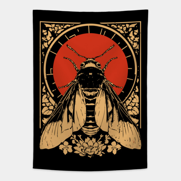 Gothic Sphinx Moth Japanese Insect Art Hawk Moth Design Tapestry by TuncGK
