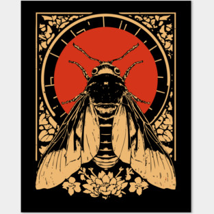 Gothic Sphinx Moth Japanese Insect Art Hawk Moth Design Posters and Art