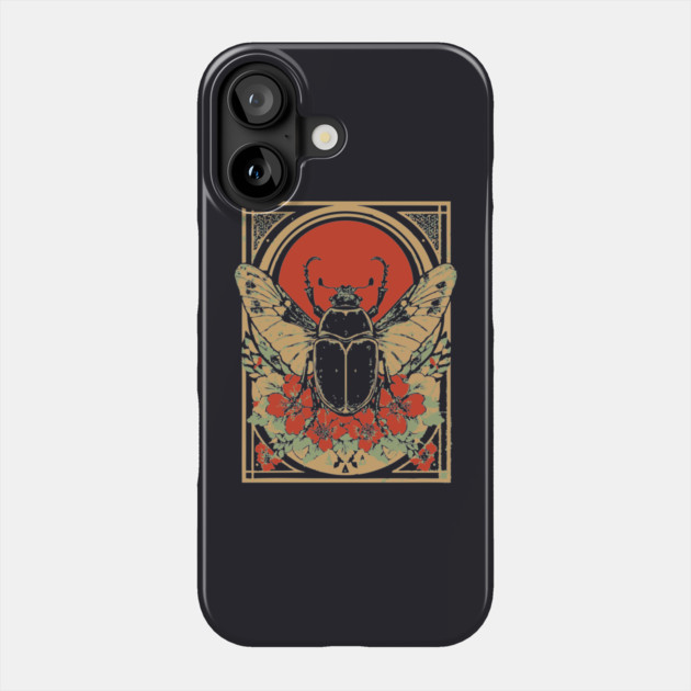 Gothic Hercules Beetle Japanese Insect Art Botanical Rhino Design Phone Case by TuncGK