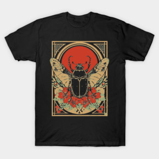Gothic Hercules Beetle Japanese Insect Art Botanical Rhino Design T-Shirt