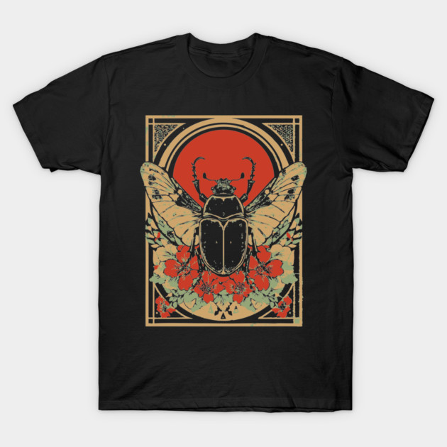 Gothic Hercules Beetle Japanese Insect Art Botanical Rhino Design T-Shirt by TuncGK