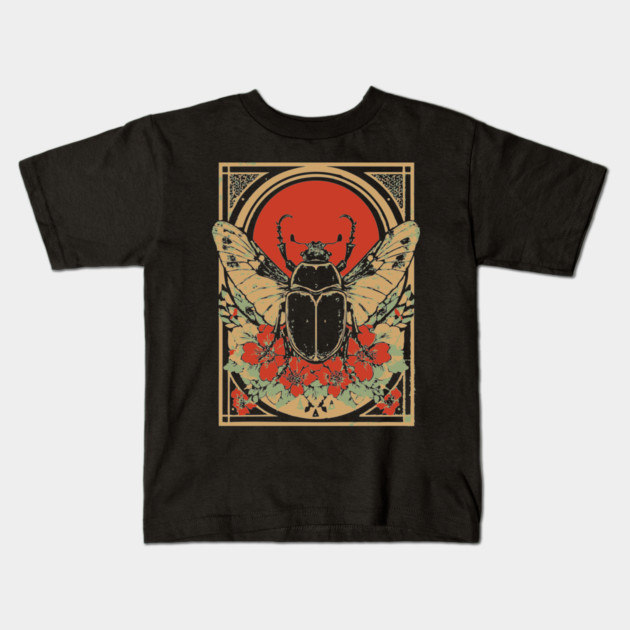 Gothic Hercules Beetle Japanese Insect Art Botanical Rhino Design Kids T-Shirt by TuncGK