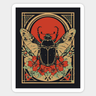 Gothic Hercules Beetle Japanese Insect Art Botanical Rhino Design Sticker