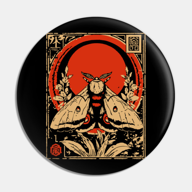 Gothic Atlas Moth Japanese Insect Art Giant Moth Design Pin by TuncGK