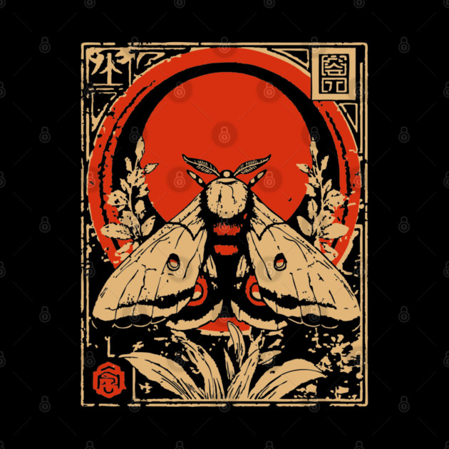 Gothic Atlas Moth Japanese Insect Art Giant Moth Design by TuncGK