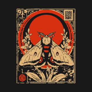 Gothic Atlas Moth Japanese Insect Art Giant Moth Design T-Shirt