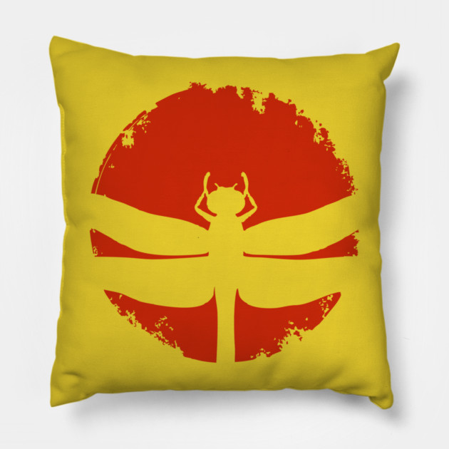 Gothic Dragonfly Japanese Insect Art Minimalist Silhouette Design Pillow by TuncGK