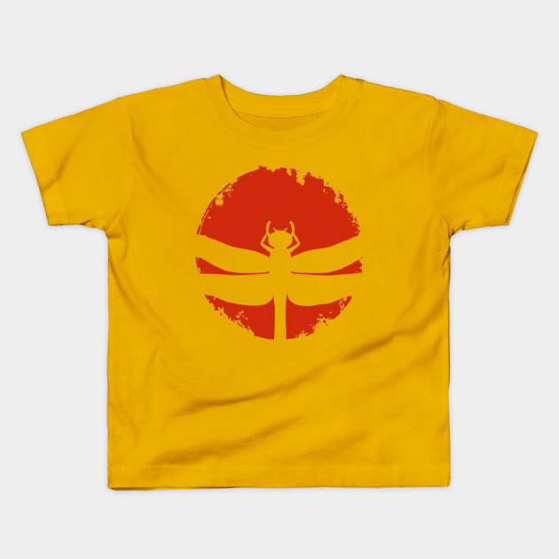 Gothic Dragonfly Japanese Insect Art Minimalist Silhouette Design Kids T-Shirt by TuncGK
