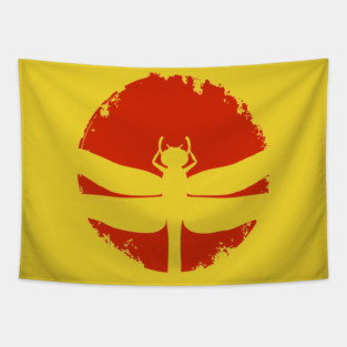 Gothic Dragonfly Japanese Insect Art Minimalist Silhouette Design Tapestry