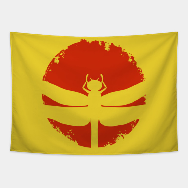 Gothic Dragonfly Japanese Insect Art Minimalist Silhouette Design Tapestry by TuncGK