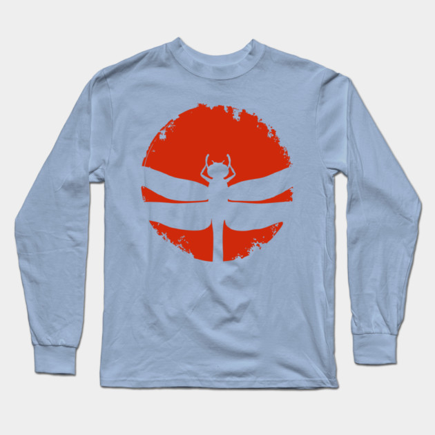 Gothic Dragonfly Japanese Insect Art Minimalist Silhouette Design Long Sleeve T-Shirt by TuncGK