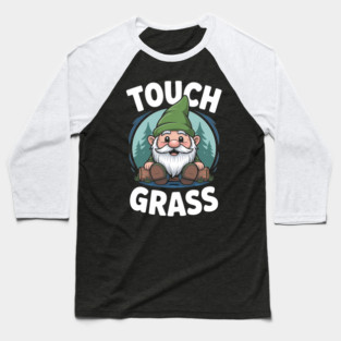 Gnome Touch Grass Funny Christmas Baseball T-Shirt