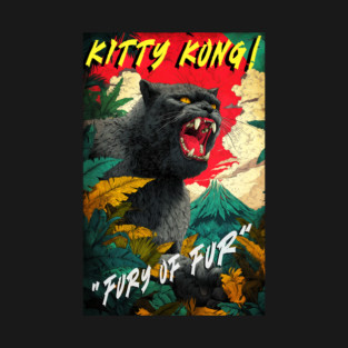 Kitty Kong T‑Shirt – Funny Cat Monster Kaiju Tee, Vintage Japanese Poster Style Graphic for Cat Lovers T-Shirt