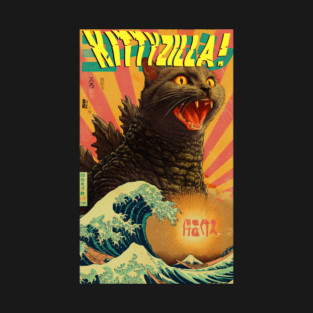 Kittyzilla T‑Shirt – Funny Cat Monster Kaiju Tee, Vintage Japanese Poster Style Graphic for Cat Lovers T-Shirt