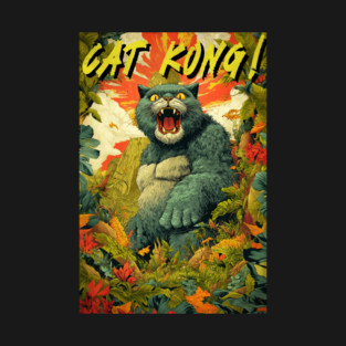 Cat Kong T‑Shirt – Funny Cat Monster Kaiju Tee, Vintage Japanese Poster Style Graphic for Cat Lovers T-Shirt