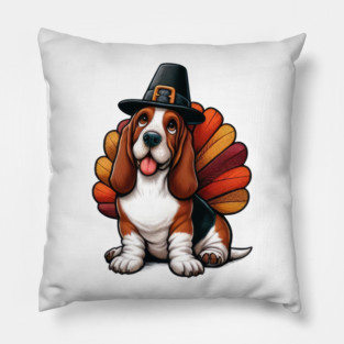 Basset Hound Thanksgiving Pillow
