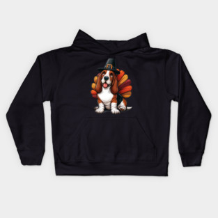 Basset Hound Thanksgiving Kids Hoodie