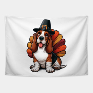 Basset Hound Thanksgiving Tapestry