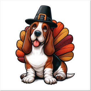 Basset Hound Thanksgiving Posters and Art