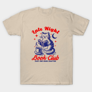 Late Night Book Club Vintage Cat T-Shirt