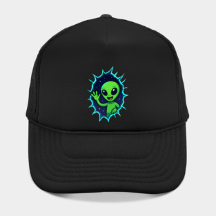 Cute Alien Waving from Star Portal Hat