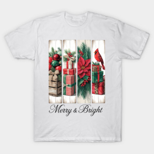 Christmas Cardinal Poinsettia Holiday T-Shirt