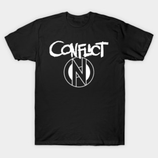 Conflict Iconic Anarcho Punk Logo White Black Raw Style T-Shirt