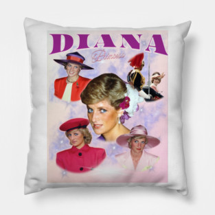 Princess Diana Collage, Queen of Hearts Tribute Pillow