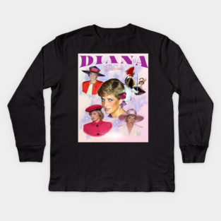 Princess Diana Collage, Queen of Hearts Tribute Kids Long Sleeve T-Shirt