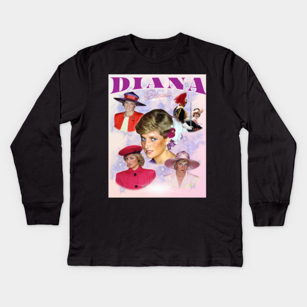 Princess Diana Collage, Queen of Hearts Tribute Kids Long Sleeve T-Shirt by Art2Wear