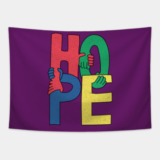 Hope hands Retro Tapestry